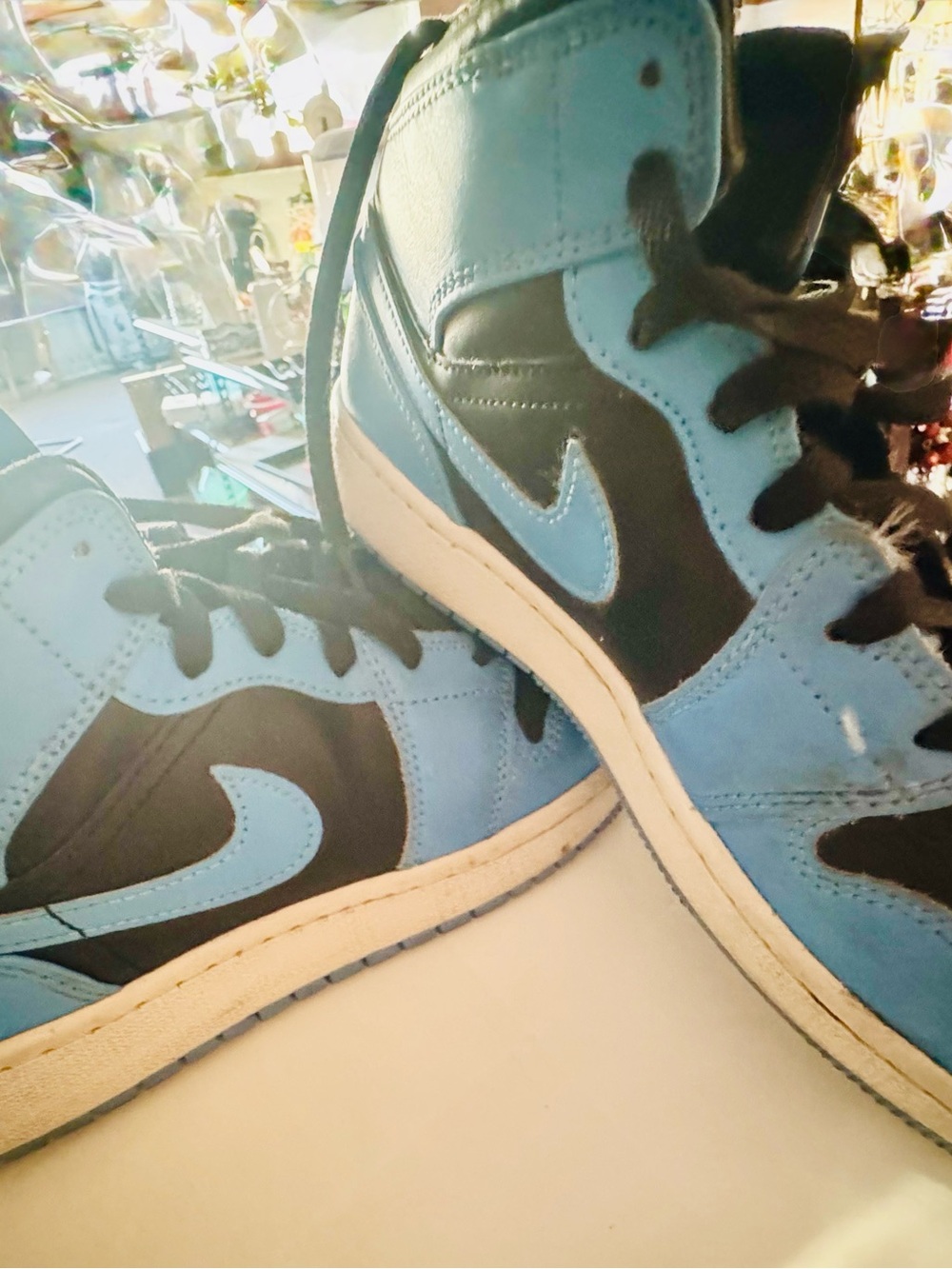 Nike Kids High-Top Sneakers in Light Blue and Black